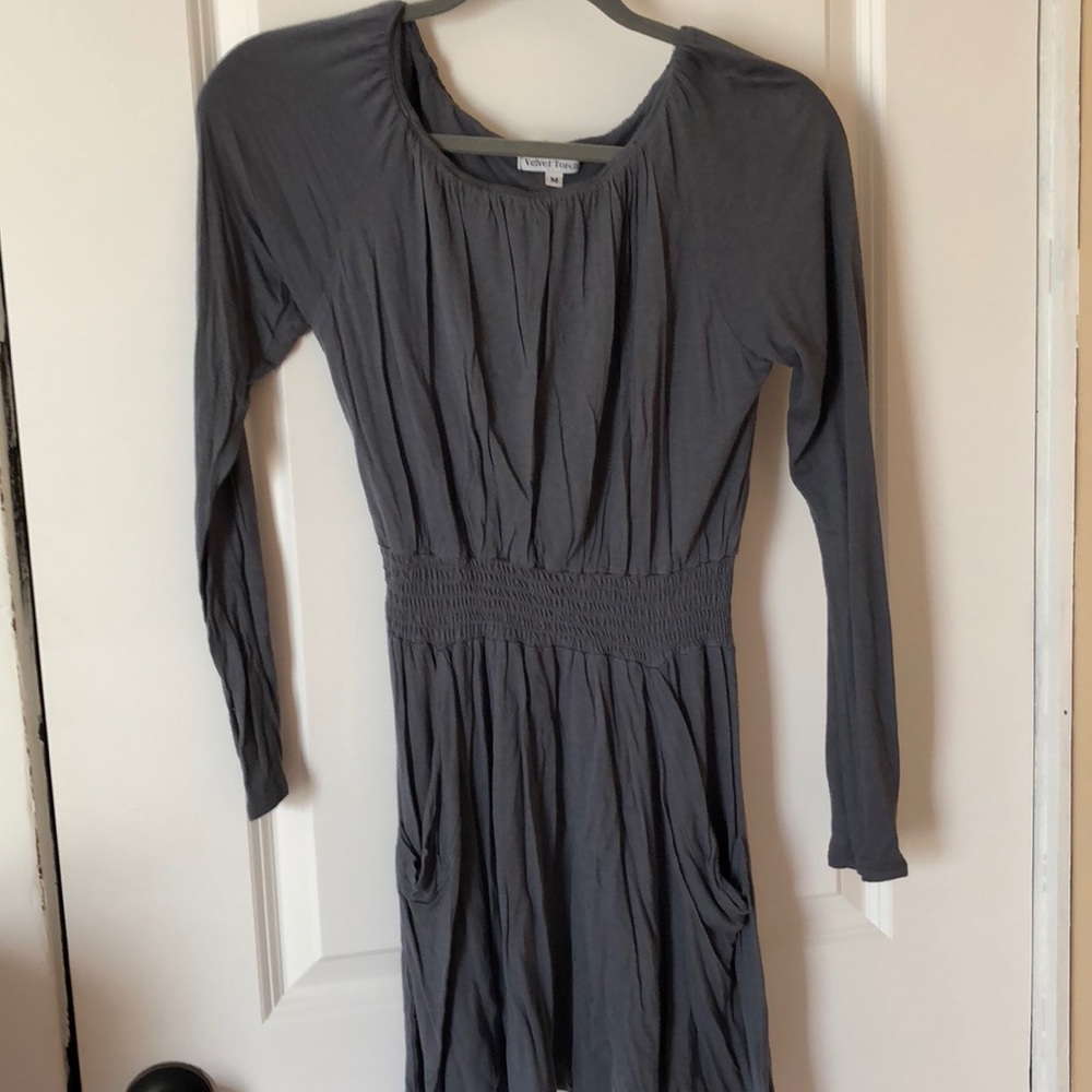 Women’s Gray Stretch Dress with Pockets